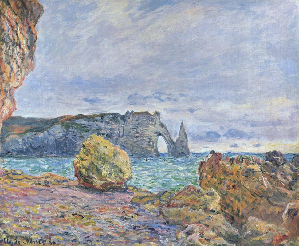 Etretat, the Beach and the Porte d'Aval - Claude Monet Paintings